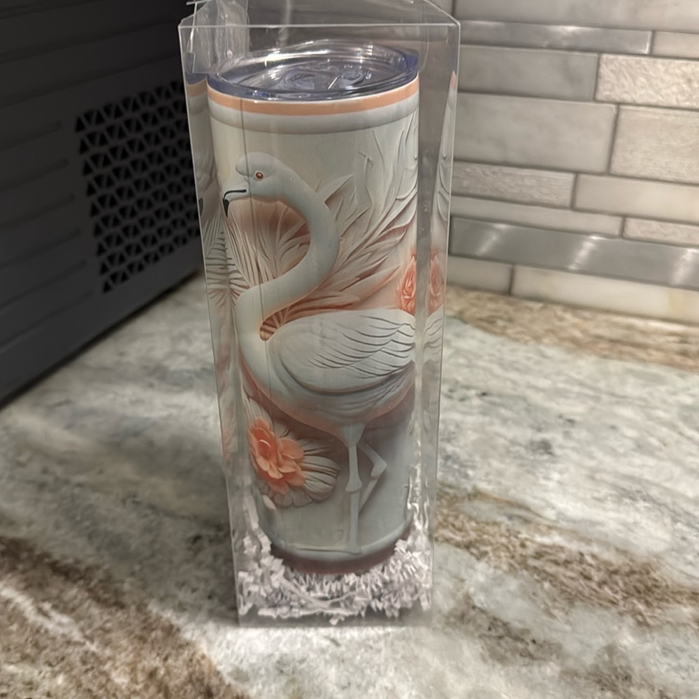 Peach Swan 20oz skinny tumbler